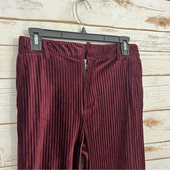 Urban Outfitters Burgundy Corduroy High Rise Flare Pants Punk Grunge - Picture 4 of 6